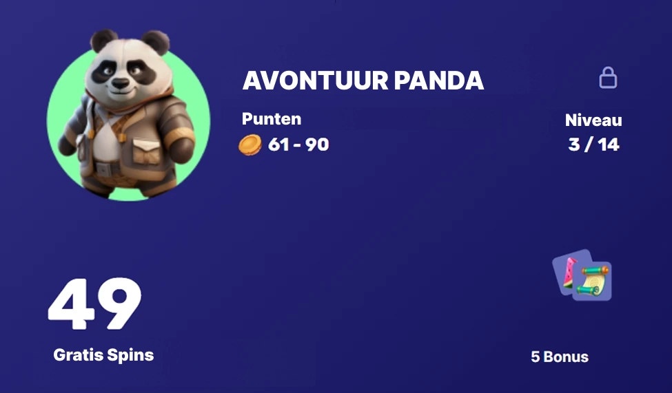 Avontuur Panda niveau 3 met 49 gratis spins