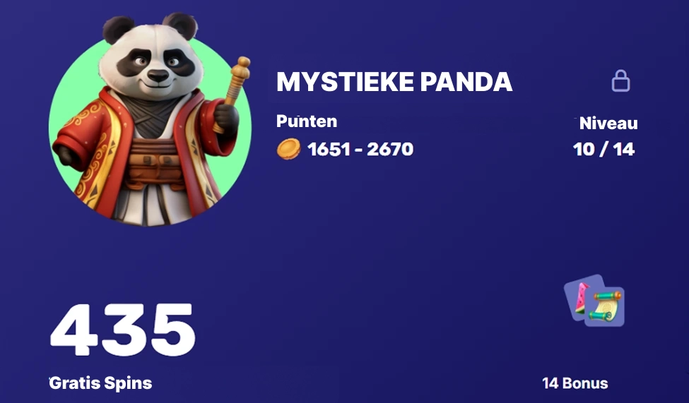 Mystieke Panda niveau 10 met 435 gratis spins